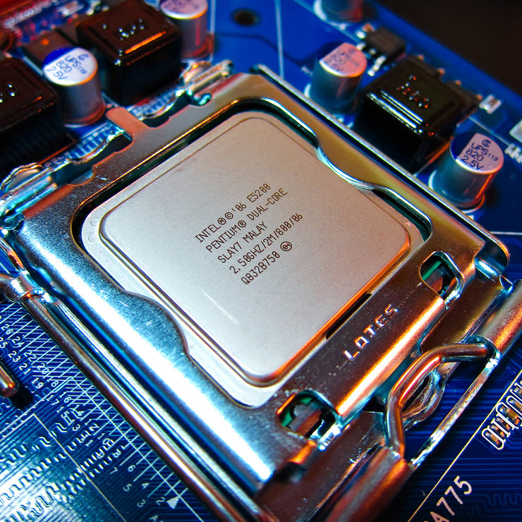 Intel processor CPU installed in motherboard